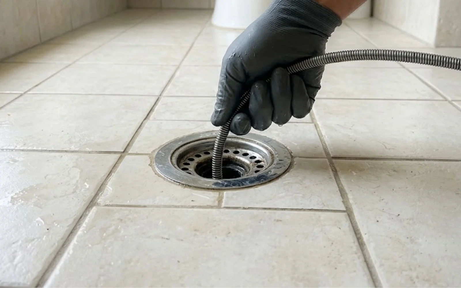 Plumber clearing a residential drain in Clearwater, FL
