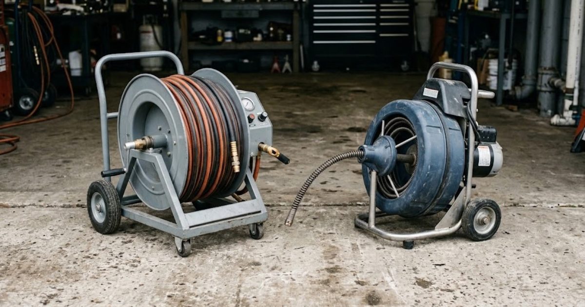 Hydro jetting hose and drain snake equipment