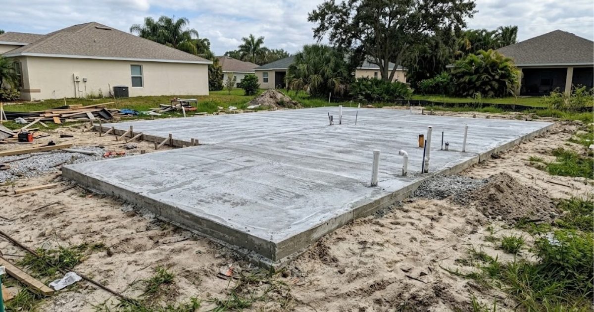 Concrete slab foundation of a Florida home