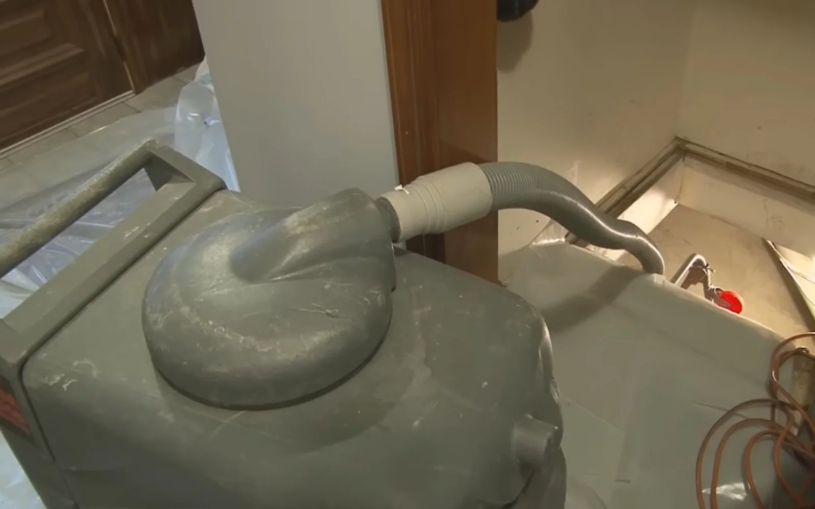 Industrial drying equipment set up during a water damage restoration job