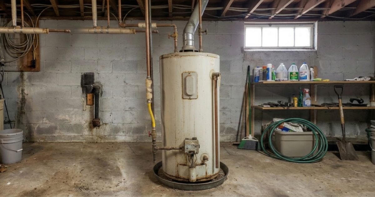 An aging water heater tank