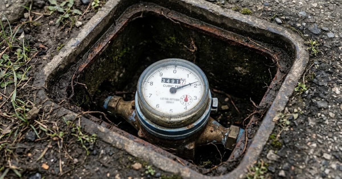 Close-up of a residential water meter